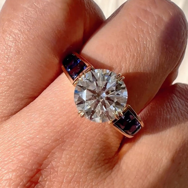 3ct Round Cut White Sapphire Art-deco Engagement Ring