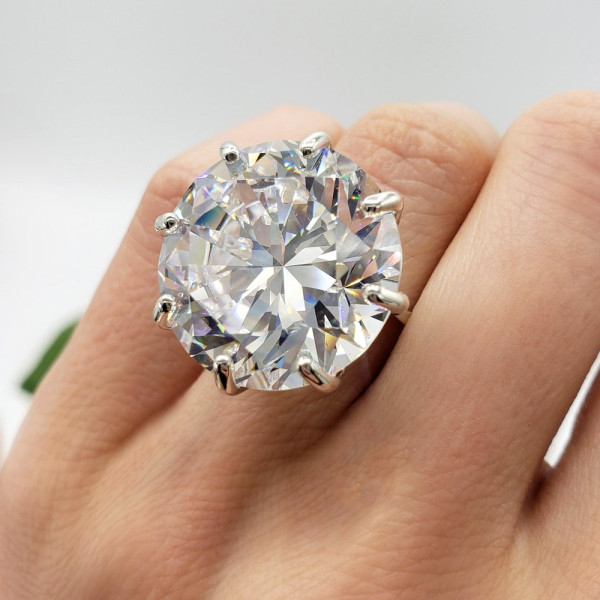 20ct Huge Round Cut Eight Prong Solitaire Engagement Ring