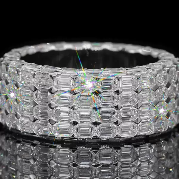 18ctw Allover Emerald Cut White Sapphire Unisex Eternity Ring