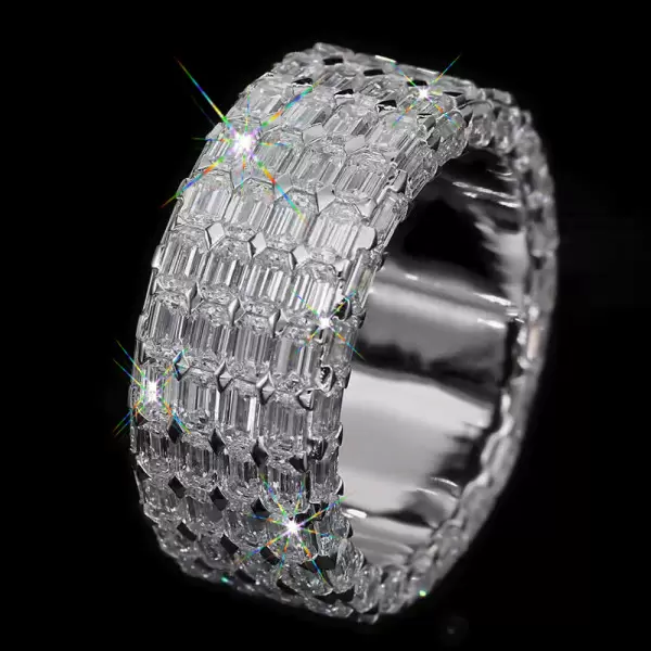 18ctw Allover Emerald Cut White Sapphire Unisex Eternity Ring