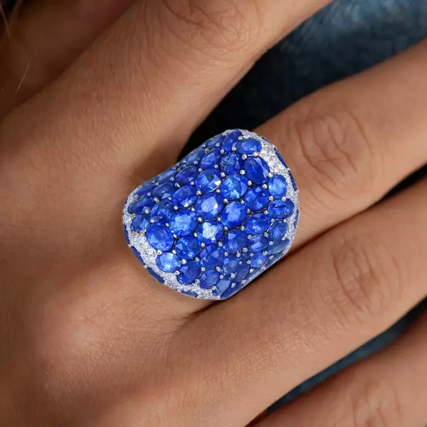 16ctw Oval Cut Blue Sapphire Saddle Cocktail Ring