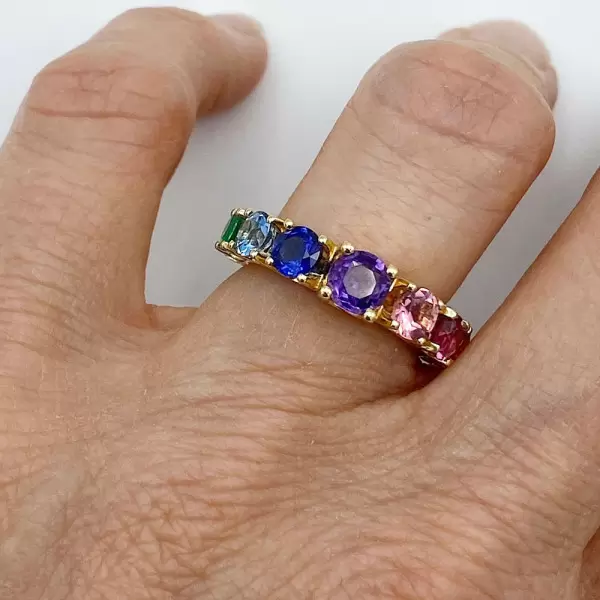 2ctw Round Cut Gradient Size Multicolor Rainbow Band