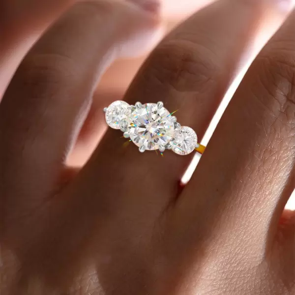 6.5ctw Round Cut Two Tone Three-stone Engagement Ring