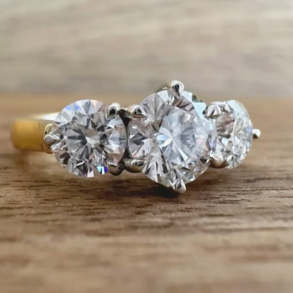 6.5ctw Round Cut Two Tone Three-stone Engagement Ring