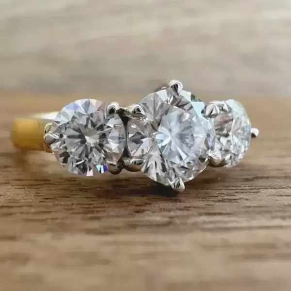 6.5ctw Round Cut Two Tone Three-stone Engagement Ring