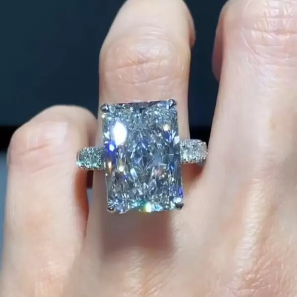 14ct Radiant Cut White Sapphire Engagement Ring SayaBling