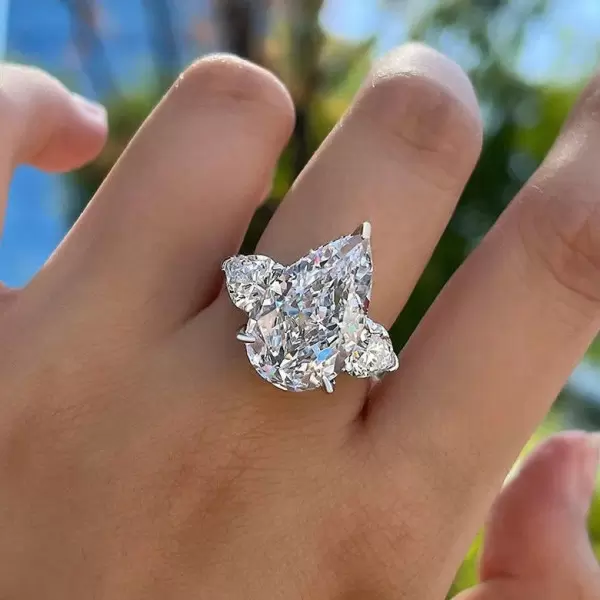 8ct Pear Cut White Sapphire Three-stone Engagement Ring