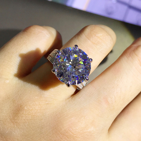 12ct Round Cut White Sapphire Engagement Ring