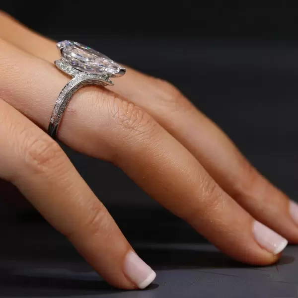 Flawless Pear Cut Silver Engagement Ring