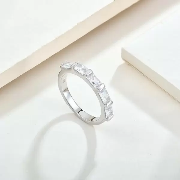 3ctw Emerald Cut White Sapphire Dainty Eternity Band