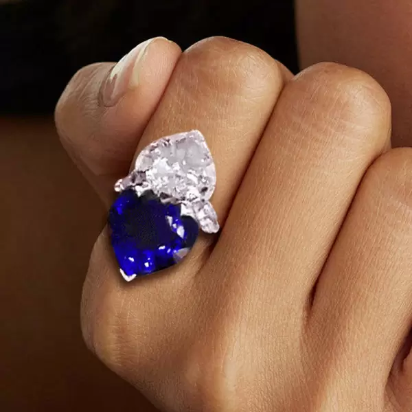 9.6ctw  Heart Cut Twin Stone Two Souls Together Ring