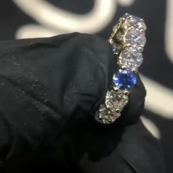 Round Cut White&Blue Sapphire Eternity Band