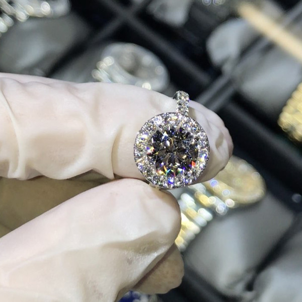 Round Cut White Sapphire Engagement Ring