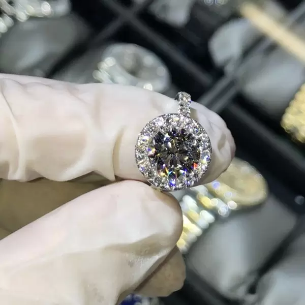 Round Cut White Sapphire Engagement Ring