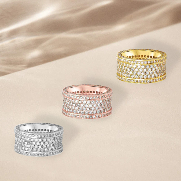 4ctw White Sapphire Three-side Eternity Ring