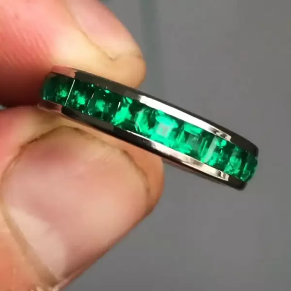  Colombian Emerald Green Wedding Band Eternity Ring