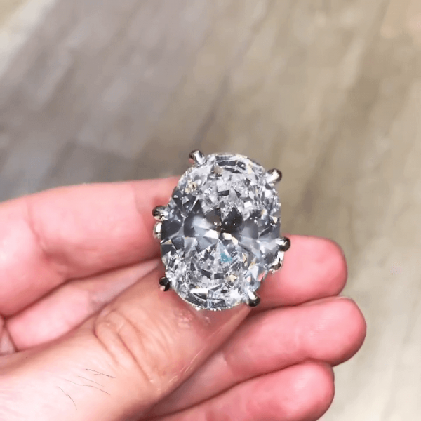 5.8ct Oval Cut White Sapphire Engagement Ring