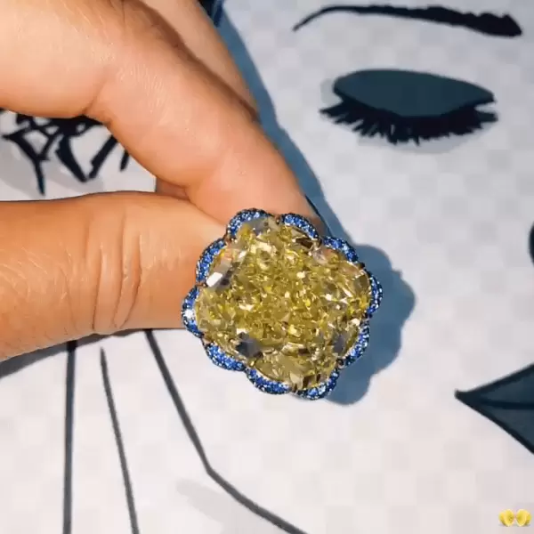 6.8ct Radiant Cut Yellow Sapphire Engagement Ring