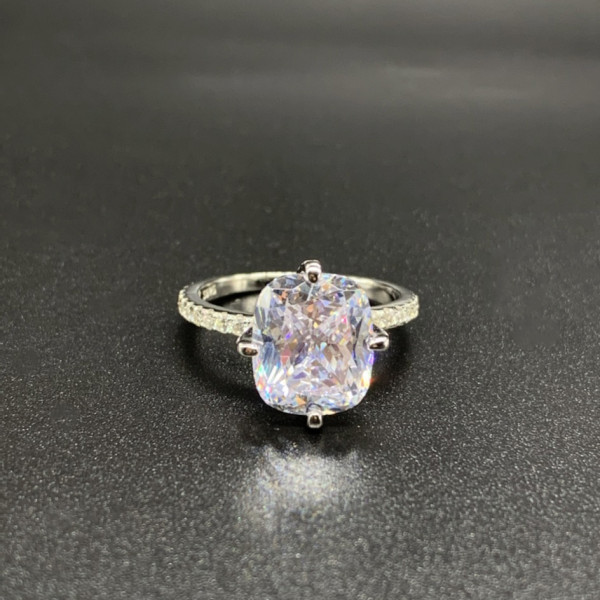 3.5ct Cushion Cut White Sapphire Engagement Ring