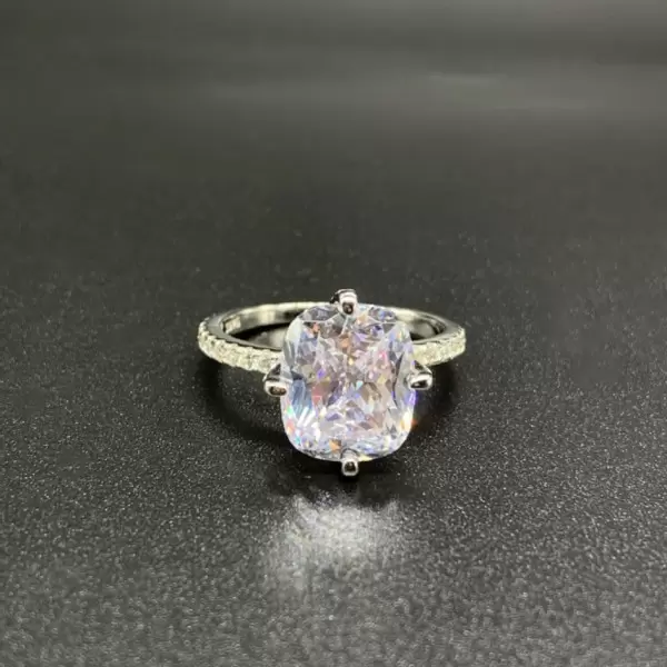 3.5ct Cushion Cut White Sapphire Engagement Ring