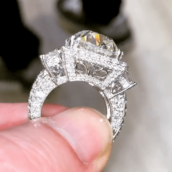 9.5ct Cushion Cut White Sapphire Bold Engagement Ring