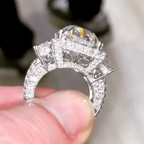 9.5ct Cushion Cut White Sapphire Bold Engagement Ring