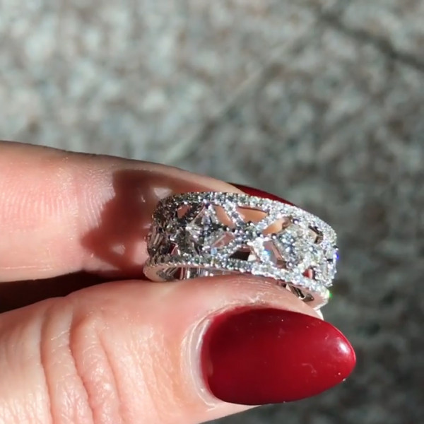 Women Fashion Princess Cut Eternity Ring