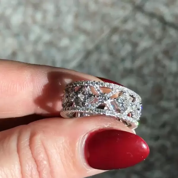 Women Fashion Princess Cut Eternity Ring