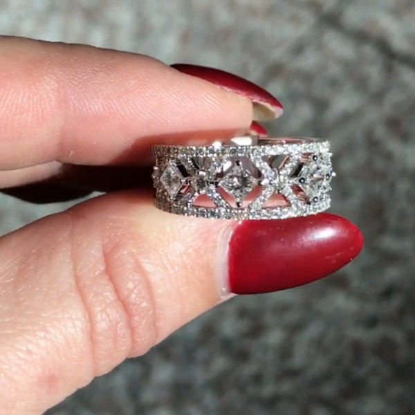 Women Fashion Princess Cut Eternity Ring