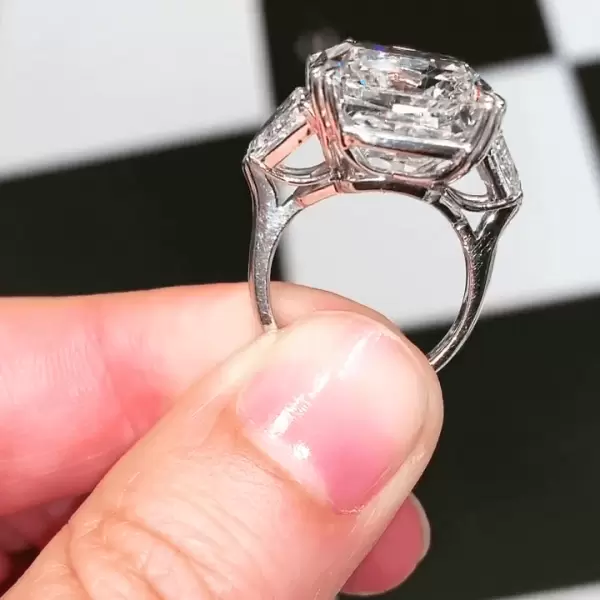 Radiant Cut White Sapphire Three Stone Engagement Ring