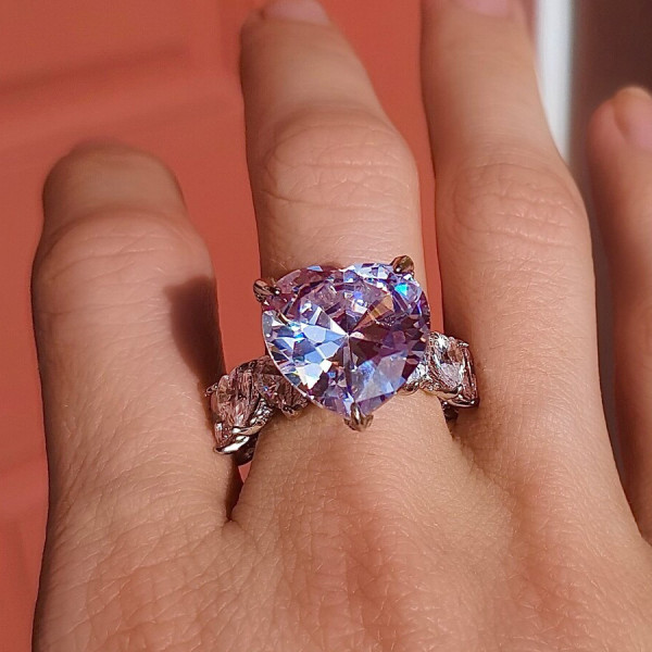 5.6ct Heart Cut White Sapphire Engagement Ring