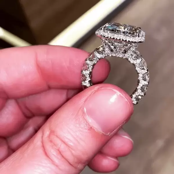 4.5ct Radiant Cut White Sapphire Engagement Ring