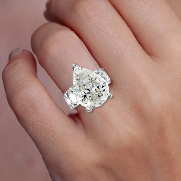 9ct Pear Cut White Sapphire Engagement Ring