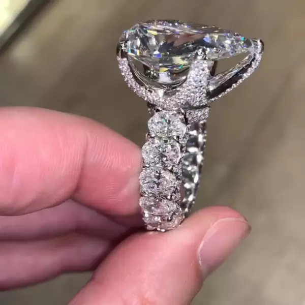 9ct Pear Cut White Sapphire Engagement Ring