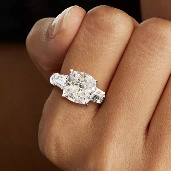 3ct Cushion Cut White Sapphire Engagement Ring