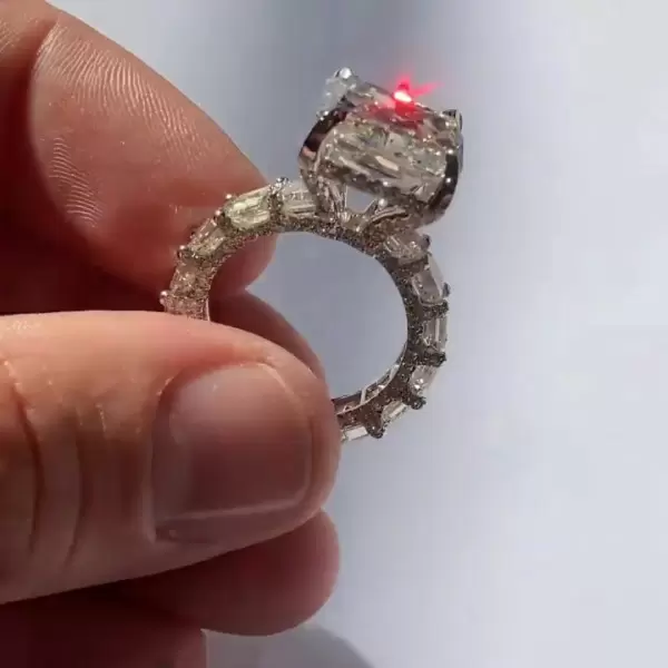 6.8ct Ice Crushed Radiant Cut White Sapphire Engagement Ring