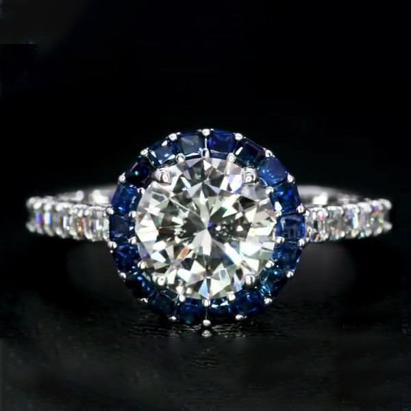 Round Cut White Sapphire Engagement Ring