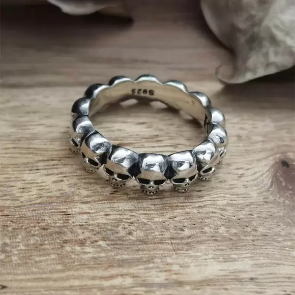 925 Sterling Silver Punk Skull Handmade Ring