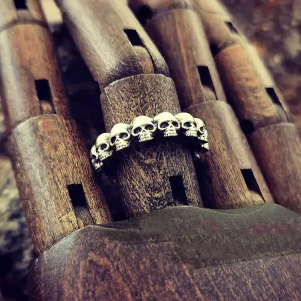 925 Sterling Silver Punk Skull Handmade Ring
