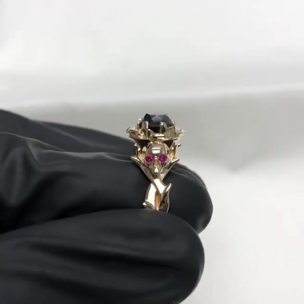 Rose Flower Skull Ring Halloween Gift