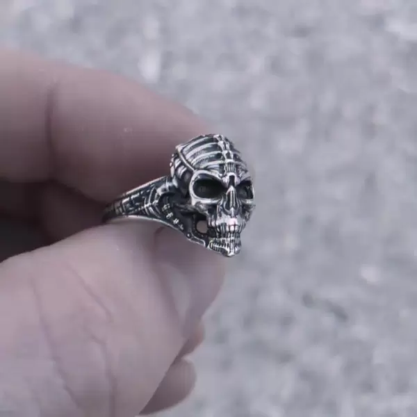 Halloween Skull Ring in Sterling Silver