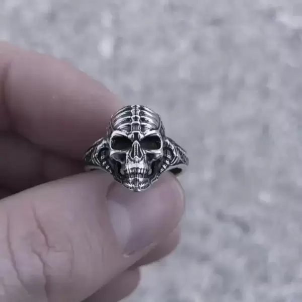 Halloween Skull Ring in Sterling Silver
