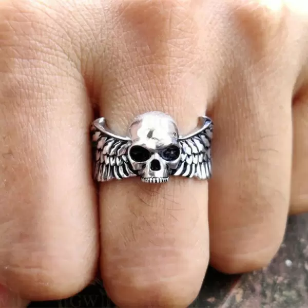 Skull With Wings 925 Sterling Silver Engagement Ring For Men