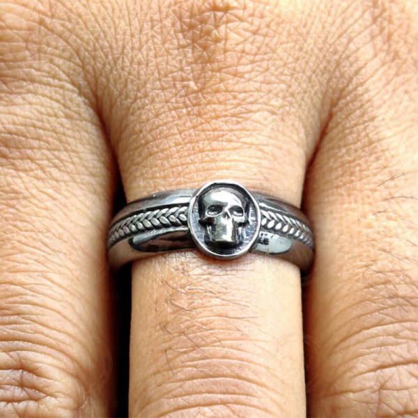 Unique Gothic Skull Black Gold Silver Band For Men
