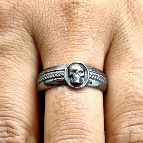 Unique Gothic Skull Black Gold Silver Band For Men
