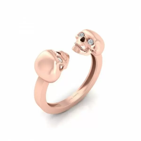 Spooky Skull White Sapphire Open Ring