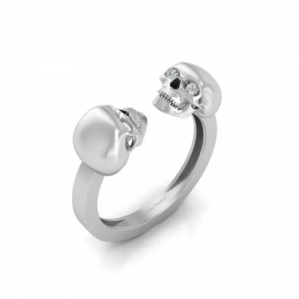 Spooky Skull White Sapphire Open Ring