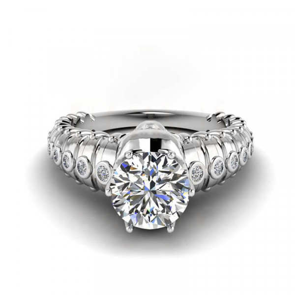 Round Cut 1.3ct White Sapphire Spine Bones Shank Skull With Crown Ring