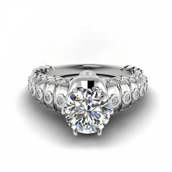 Round Cut 1.3ct White Sapphire Spine Bones Shank Skull With Crown Ring