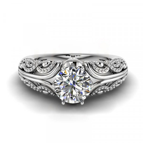 Round Cut 1.3ct Skull With Crown Vintage Engagement Ring